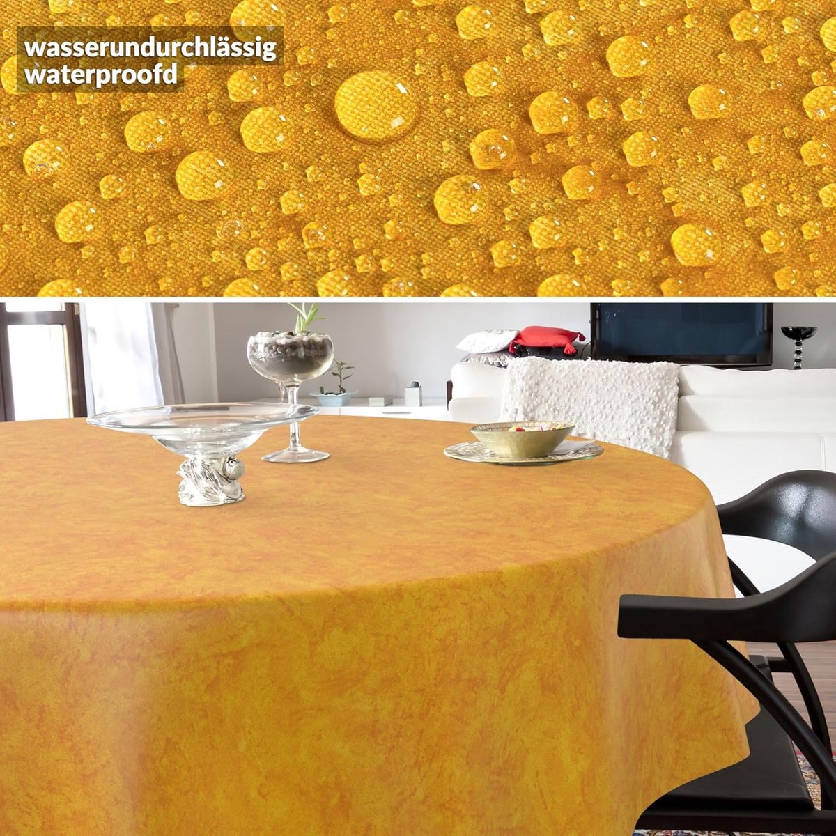 Afwasbaar tafelkleed rond ovaal rechthoekig 120 cm – marmerdesign met snijrand
