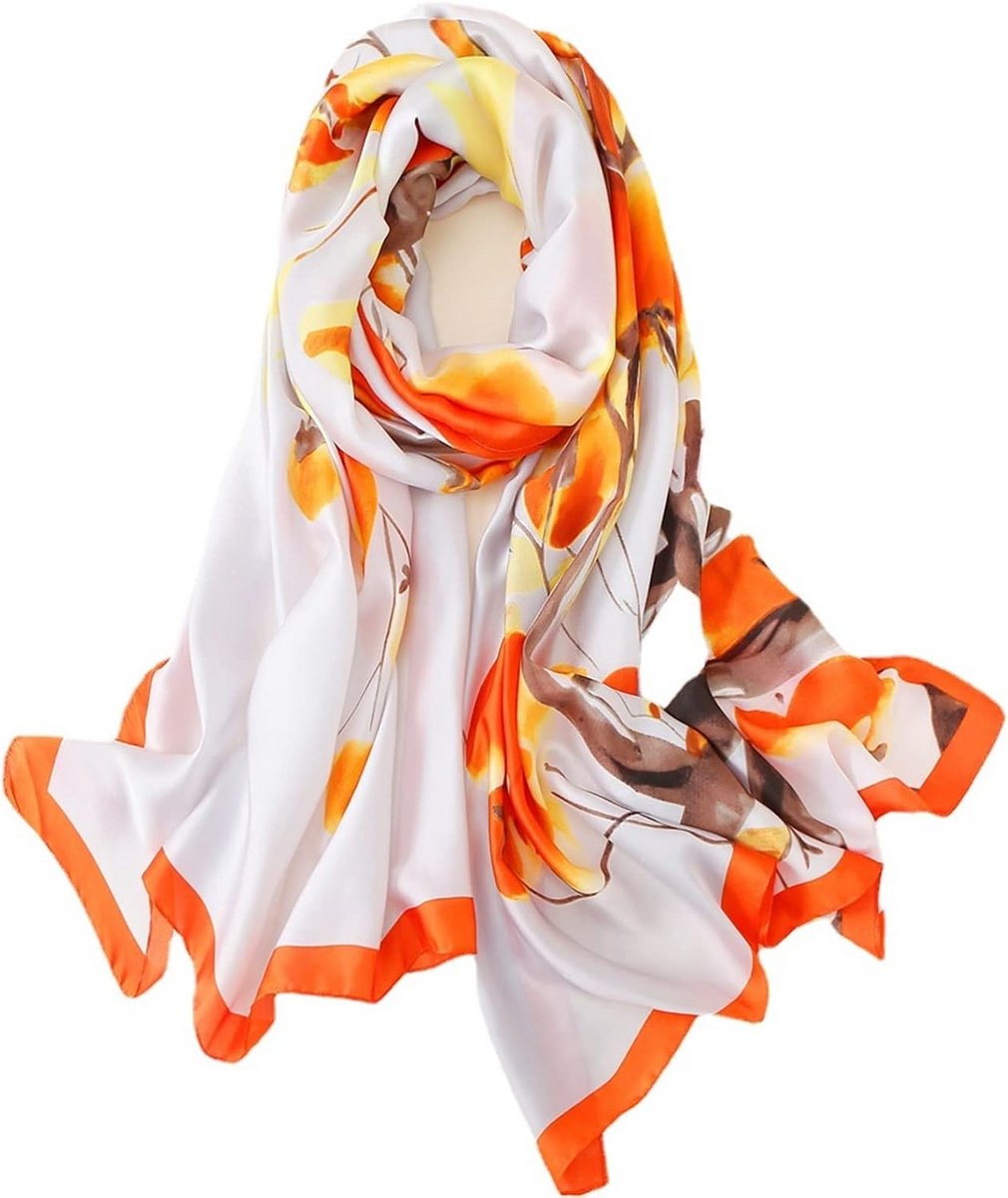 Lange Zijden Sjaal Dames Chiffon Foulard Hoofddoek Strand Sjaal Elegant Cadeau 180x90 cm