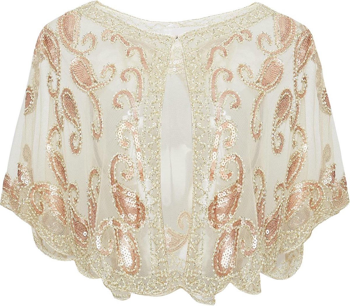 Art Deco avond shawl met pailletten en parels