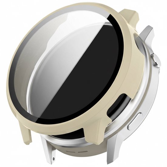 Watch case screenprotector - geschikt voor Garmin Venu 4 41mm - hoesje - gehard glas - volledige bescherming - beige