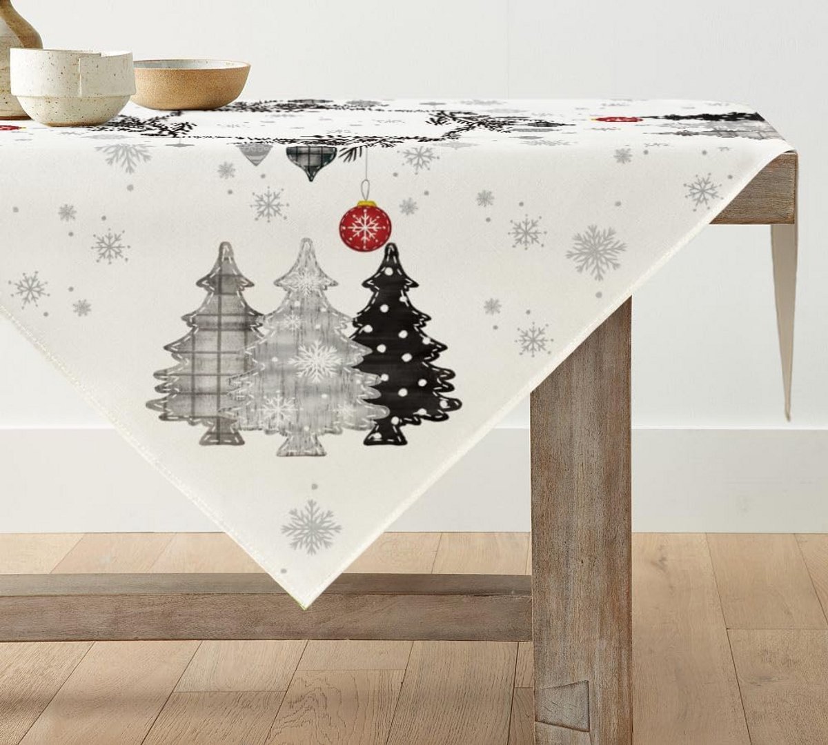 Winter Tafellinnen met Dennenbomen Design voor Keuken en Feestdecoratie