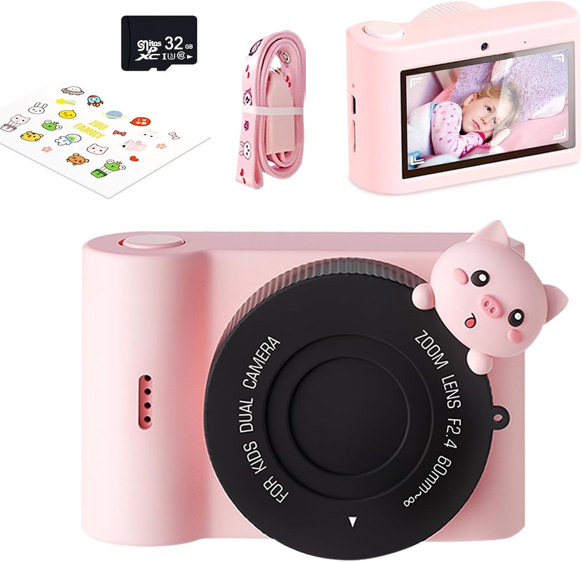 Snapling Touch Kindercamera - Groot 3.0 Inch Touchscreen - 48MP HD - Selfie Camera - Inclusief 32GB SD Kaart & Beschermhoes - Fototoestel - Cadeau Kind 4 t/m 12 jaar