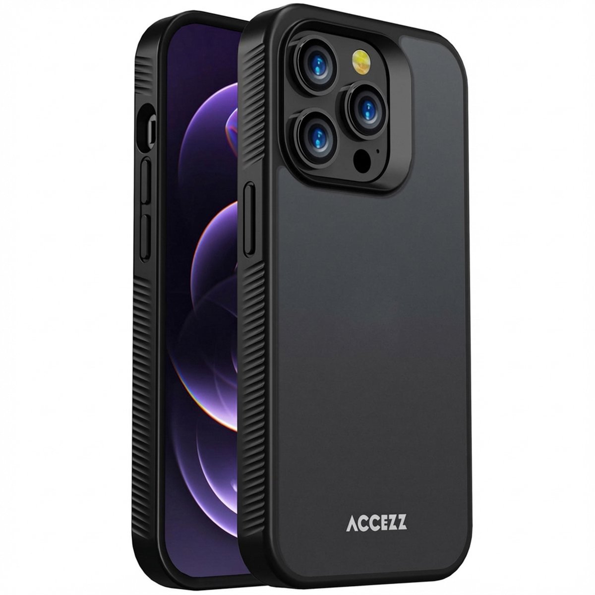 Accezz Hoesje Geschikt voor iPhone 14 Pro Hoesje - Accezz Rugged Frosted Backcover - Zwart
