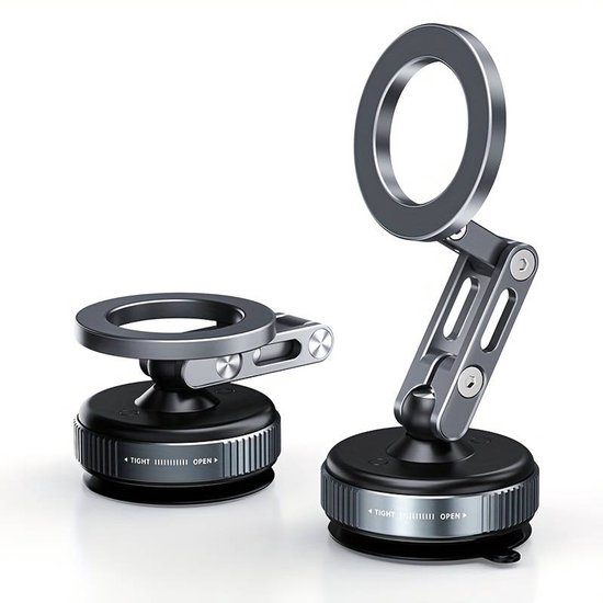 Autohouder – Magnetische telefoonhouder met vacuümsluiting en sterke zuignap, verstelbare en intrekbare telefoonhouder, 360° draaibare bevestiging voor dashboard en voorruit.