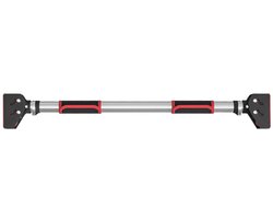 Premium Pull Up Bar - Pull Up Station - Optrekstang Deur - Verstelbaar 75-92 cm - 200kg Draagkracht - Waterpas - Thuis Sporten - Fitness Krachttraining - Home workout - Zwart/Rood