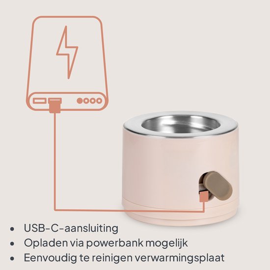 Lionelo Thermup Swift Flessenwarmer - Supersnel Verwarmen in 3 min - Warmhouden tot 6 uur - Container van 180 ml - USB-C - 5 Flessenadapters - 37–50°C - Compact & Reisvriendelijk - Baby Melkverwarmer voor Thuis en Onderweg van Merkloos — afbeelding 5