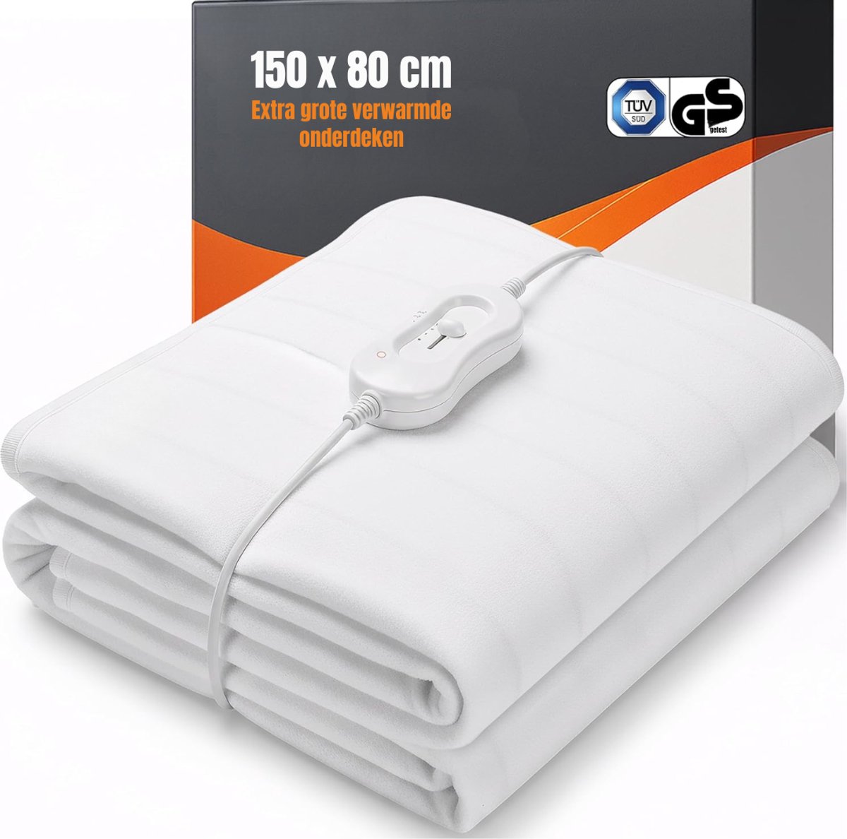MMM® Elektrische Onderdeken 1 Persoon - Elektrische Bovendeken - Elektrisch Deken - Wit - 150cm × 80cm × 1cm