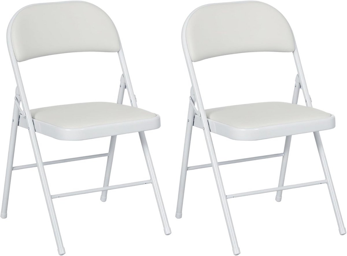 Set van 2 Opvouwbare Eetkamerstoelen – Stalen Frame, Comfortabel Dik Gevuld Zitkussen met