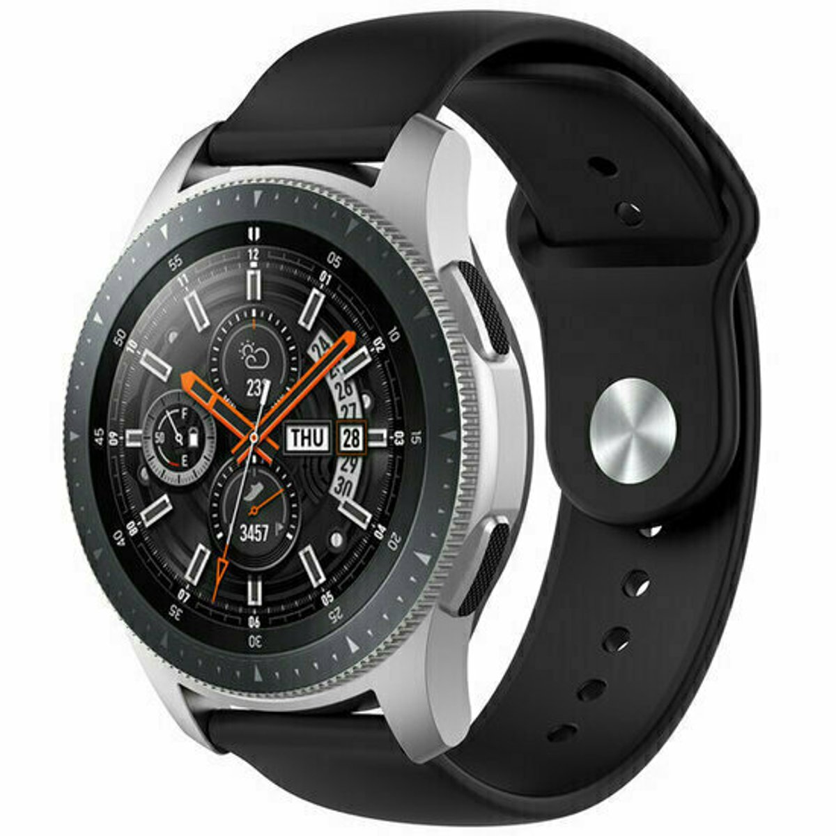 By Qubix - Rubberen sportband - Zwart - geschikt voor Huawei Watch 5 - 46mm