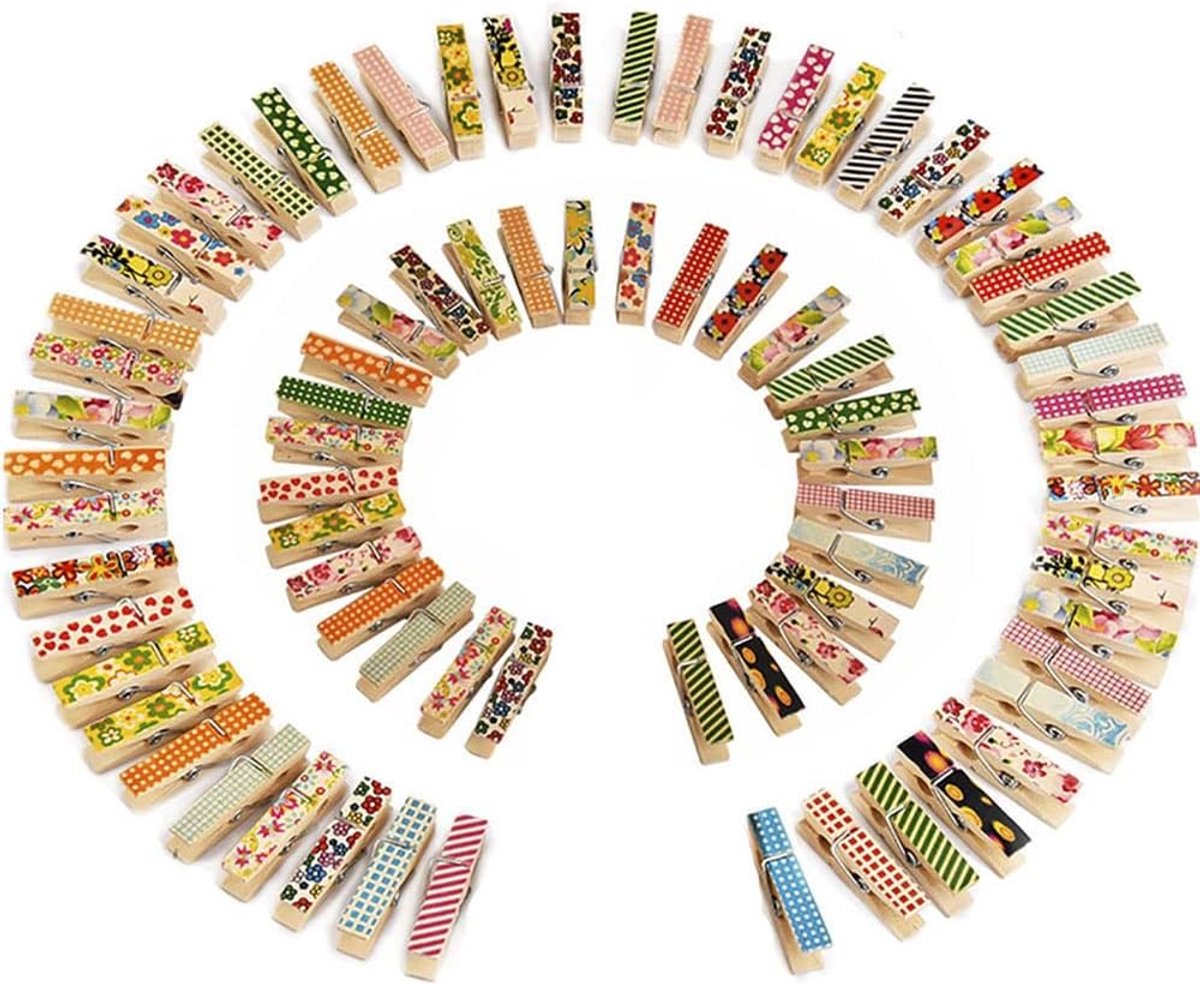 Mini Clothespins - 50 Stuks - Sterke en Stevige Gekleurde Houten Klemmen - Voor Creatieve Klussen - Foto's - Feesten - Trouwen - Evenementdecoraties