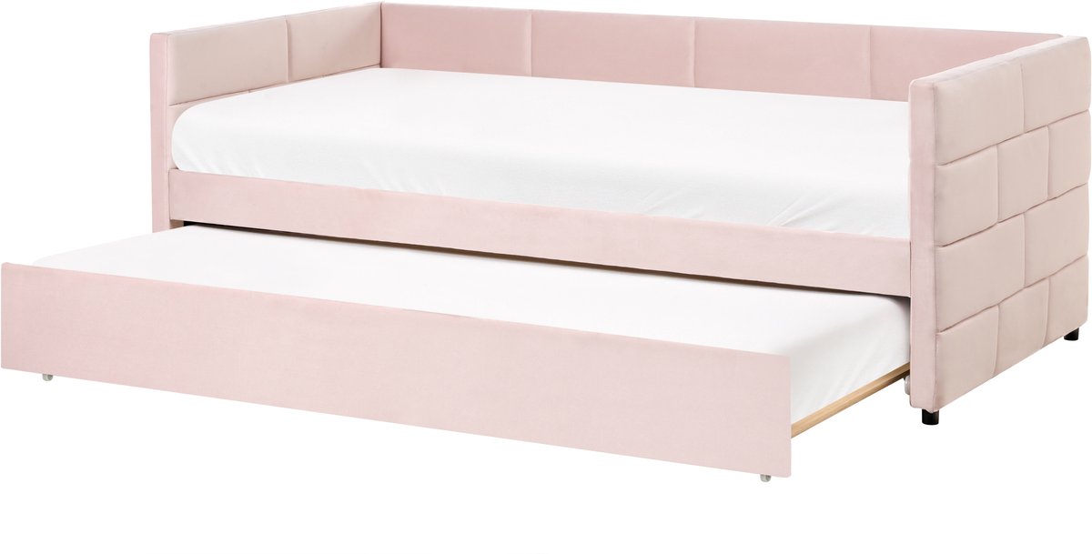 CHAVONNE - Onderschuifbed - Roze - 90 x 200 cm - Fluweel