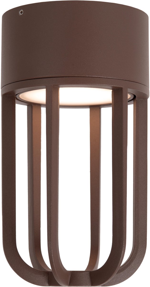 Lucide WELLS - Plafonnière (Plafondlamp) Binnen/Buiten - Ø 10 cm - LED - 1x8W 2700K - IP54 - Roest bruin | Essential