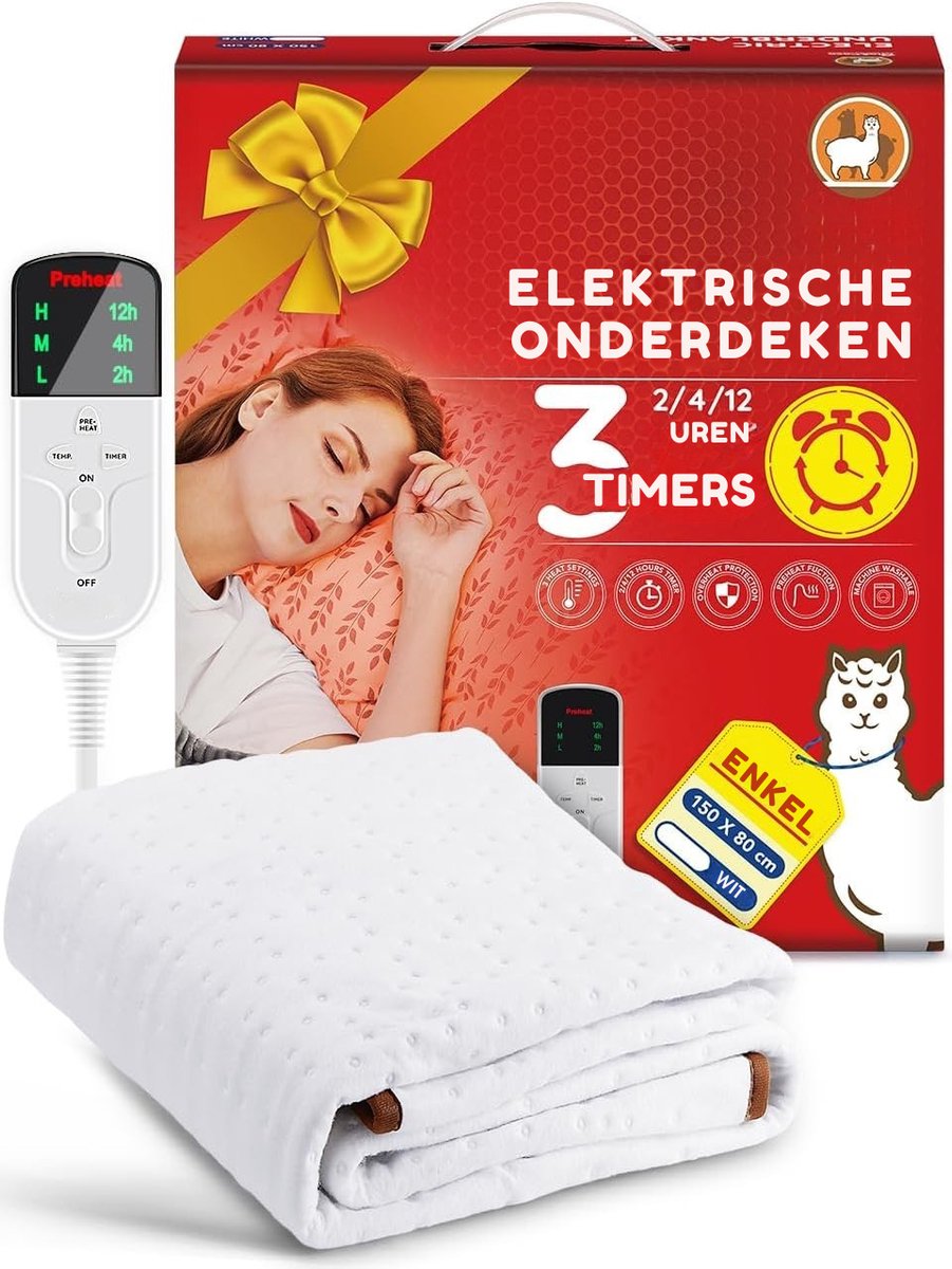 Slimme Elektrische Deken 150x80 Cm – 3 Warmtestanden - 12-Uur Timer & Veiligheid