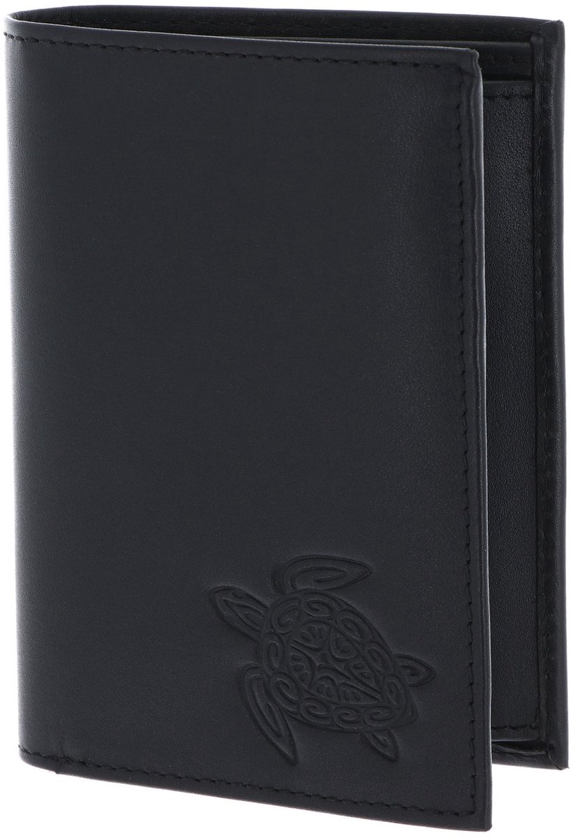 oxmox Leren portemonnee Leather Kombibörse Turtle Embossed Black zwart