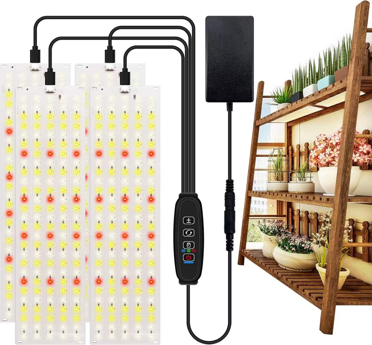 Plantenlamp LED volledig spectrum-316 LED Plantenlamp Groeilicht-kweeklampen binnen-3/9/12H timer groeilamp-10 verstelbare helderheidsniveaus geschikt voor plantengroei--4 stuks