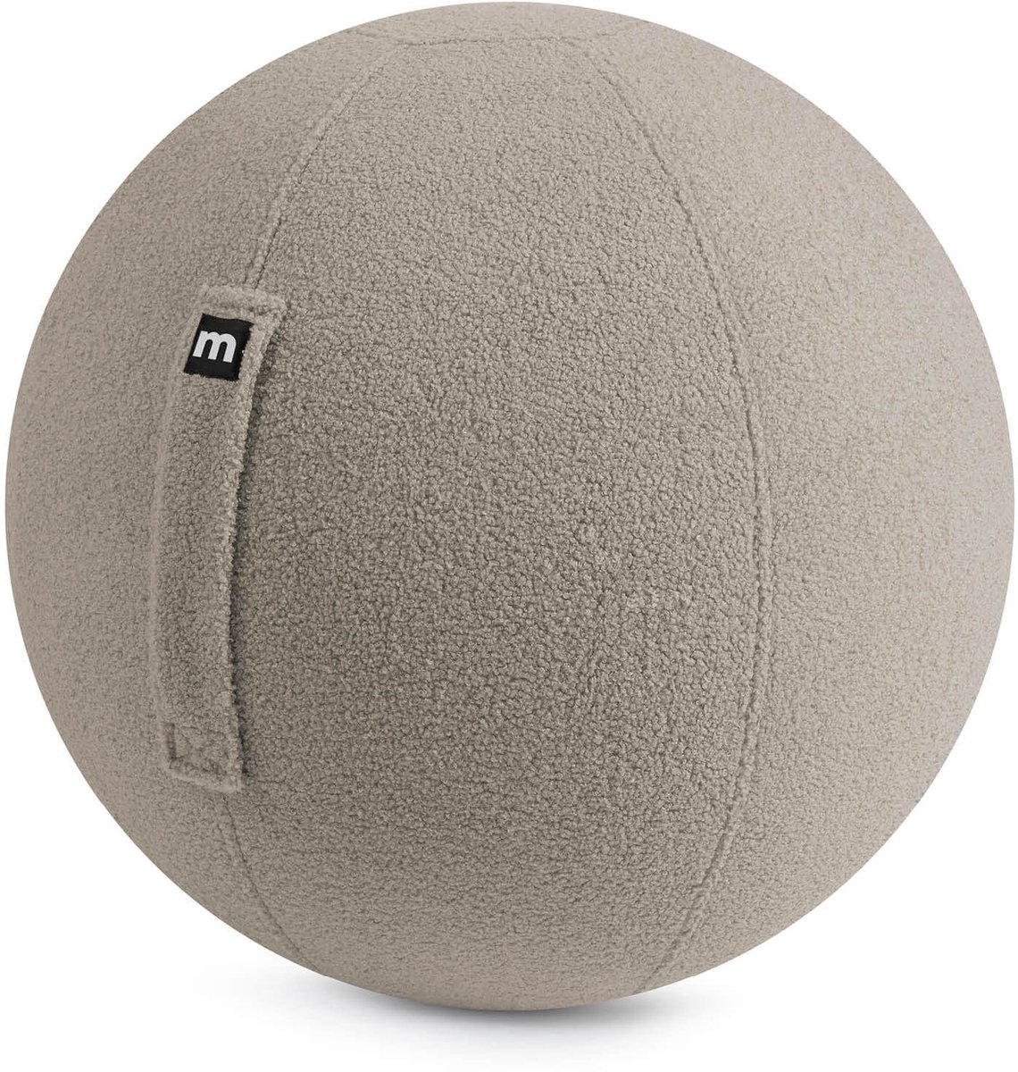 mokebo Zitbal ergonomisch 'Der Runde' en bouclé Teddy, Bureaustoel alternatief, Gymnastics Ball gemaakt van Stof, Pezziball, Yogabal met Pomp in taupe