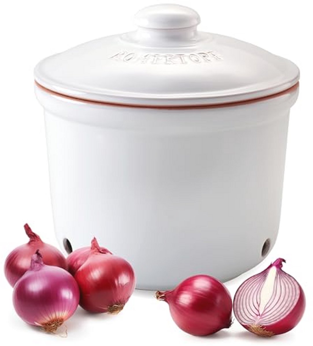 Uienpot MAXI van natuurlijke klei - Keramische voorraadpot Ø 20,0 cm wit