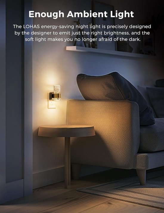 LED Nachtlamp Set - Inbouw Dimbaar Nachtlicht - Acrylaat Wandlamp 0-100 Lumen - 3000K Dagtotdonker Sensor - Voor Badkamer en Gang - Energiezuinige Nachtverlichting - Voor Gezinnen en Huishoudens - Nachtlamp - Wit - 2 Stuks van MaxxHome — afbeelding 4
