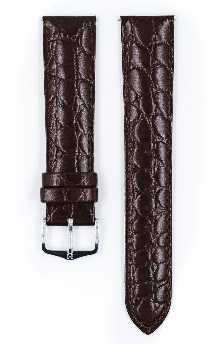 Hirsh Horlogeband Crocograin Donkerbruin - Leer - 22mm