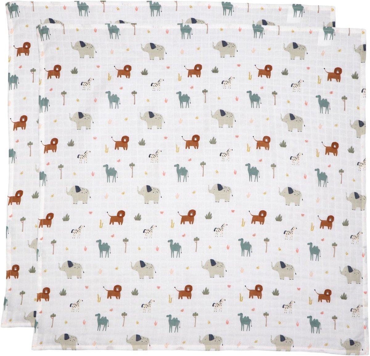MamaLoes Jungle 120 x 120 cm Hydrofiel Multidoek 2 Stuks
