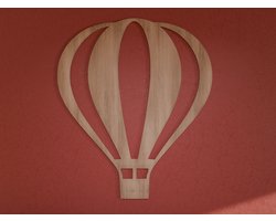 HOUTEN WANDDECORATIE / WOODEN WALL DECORATION - MUURDECORATIE / WALL ART - LUCHTBALLON / HOT AIR BALLOON - 36 x 42cm - LICHT HOUT / NATURAL WOOD - ECHT HOUT - REAL WOOD