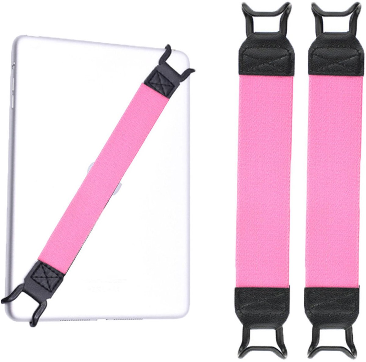 2-stuks Tablet polsband - Elastische tablet handband - Tablet valbeschermingsband - Multifunctionele tablet handgreepband - Elastische band - 20 cm - Geschikt voor 10,5-inch tablets en e-readers - Roze