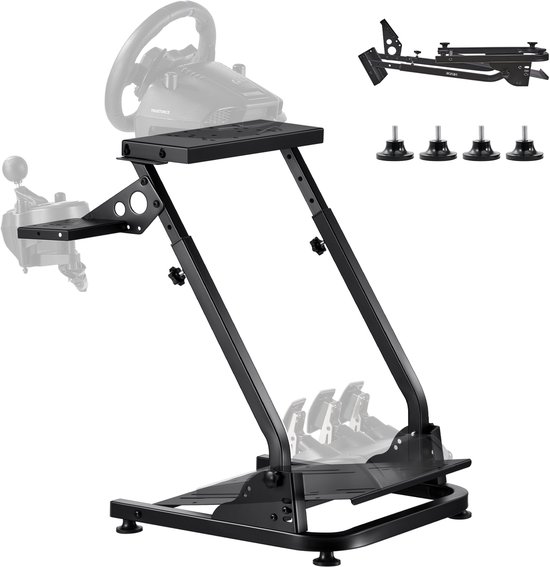 VEVOR Stuurwielstandaard Verstelbare En Opvouwbare Simulatorstandaard voor Logitech G29 G27 G920 G923, Thrustmaster T300rs T300gt T248 Ts-Pc Tsxw Gaming Cockpit, Pedalensimulator Niet Inbegrepen