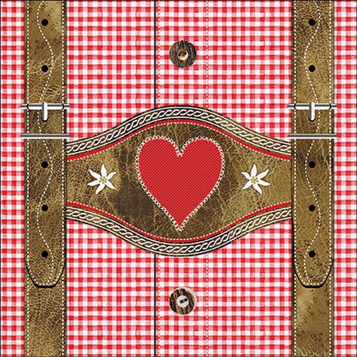 20 Papieren Servetten Lederhosen en Hemd Rood - Tafeldecoratie en Knutselen