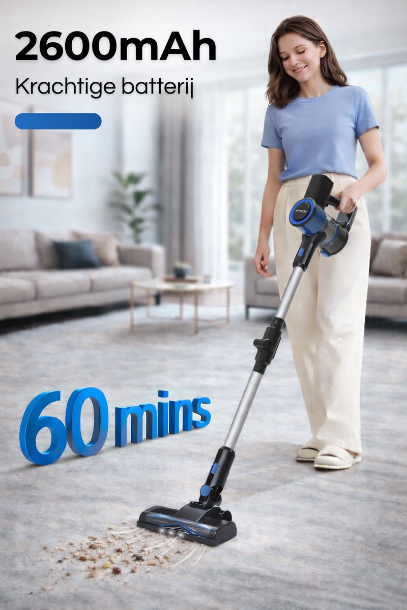 MYBOT E6 Advanced - Steelstofzuiger met Dweilfunctie - 250W - 20Kpa - 3 Zuigniveaus - Vacuum Cleaner - Steelstofzuiger Draadloos - Zonder Zak - Op Accu — afbeelding 6