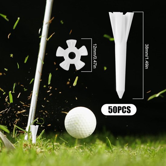 50 Stuks Korte Golf Tees - 38mm Kunststof Golfaccessoires voor Training en Oefeningen van Merkloos — afbeelding 3