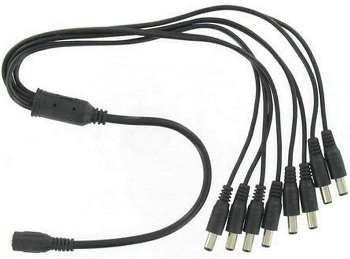DC Power Splitter Kabel 1 t/m 8 Weg voor CCTV en Bewakingscamera's
