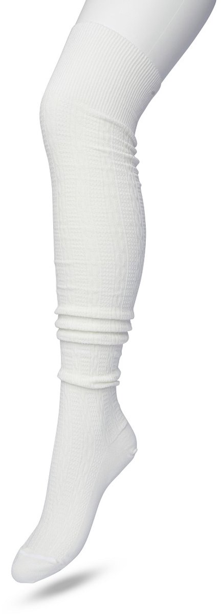 Bonnie Doon Bio Kabel Overknee kousen Dames Off White - Klassiek Kabel patroon - Biologisch Katoen - Ultiem comfort - Classic Cable Overknee sokken - OEKO-TEX - Gladde Naden - Kniekousen - Duurzaam Huidvriendelijk - Crème - P53498.110