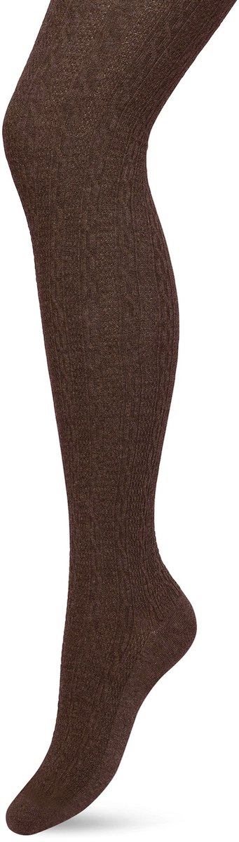 Bonnie Doon Bio Kabel Maillot Dames Donker Bruin maat L/XL - Ingebreid Kabel patroon - Biologisch Katoen - Uitstekend draagcomfort - Classic Cable Tights - OEKO-TEX - Gladde Naden - Klassiek - Donkerbruin - Shopping Bag Brown - BP211903.347
