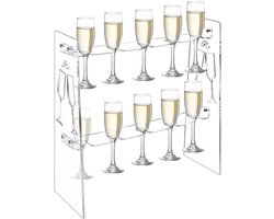 2 Tier Acrylic Champagne Glass Holder - Champagne Flute Holder - Wine Glass Stemware Rack - Champagne Display Holder Stand - Clear Drink Tower voor Party Wedding Cabinet - Houdt 10 Cups