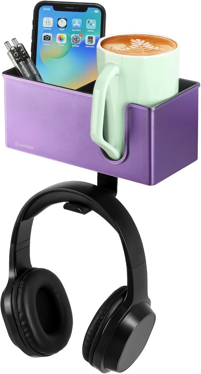 Multifunctionele bureau organizer met bekerhouder en hoofdtelefoonhanger