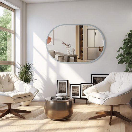 HOMCOM wandspiegel, venster-design, hallspiegel, metalen frame, 70x50
