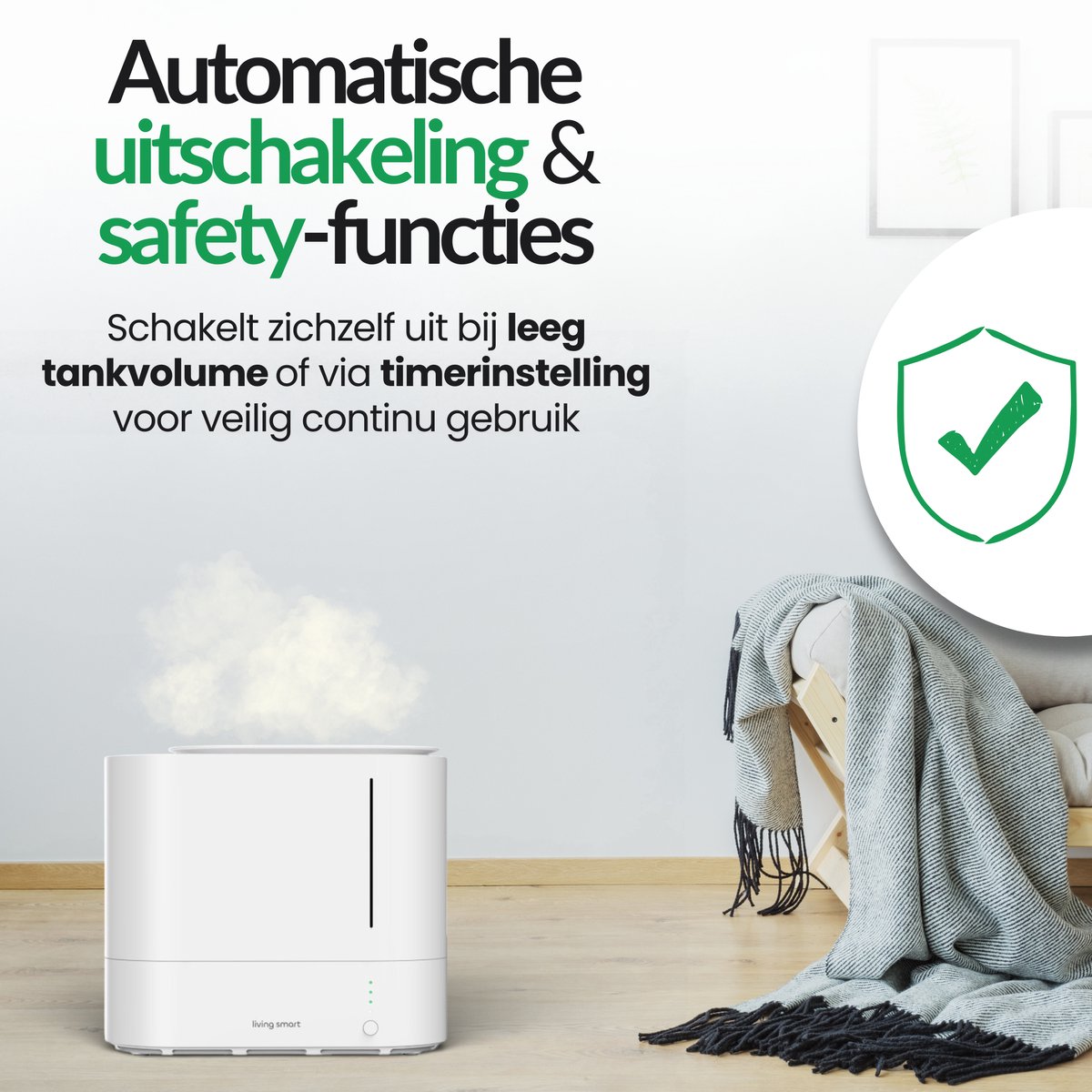 LivingSmart™ slimme luchtbevochtiger met App - 2.2L - <20m² - Ultrasoon - WiFi - luchtbevochtiger - humidifier - Binnnenklimaat thumbnail 3