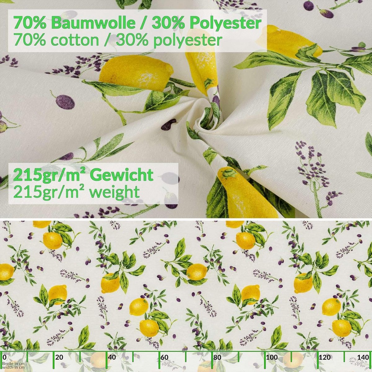 Waterafstotend Stoffen Tafelkleed Katoen Polyester met Citroenprint Binnen en Buiten