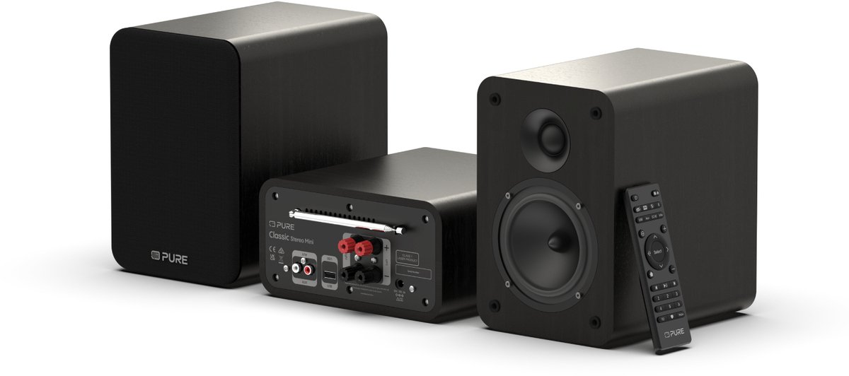 Pure Classic Stereo Mini - Het charmante microstereosysteem, Zwart