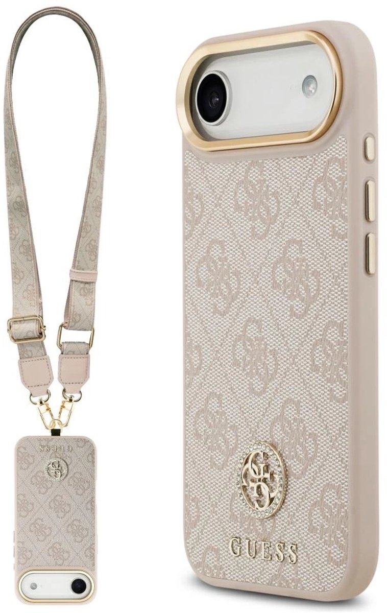 Guess Case 4G Strass Logo Grote Band Metalen Knoppen Magsafe Voor Iphone Air