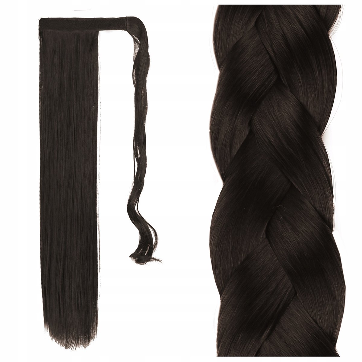 Bevestigbare paardenstaart 55 cm - synthetisch steil haar met klittenband