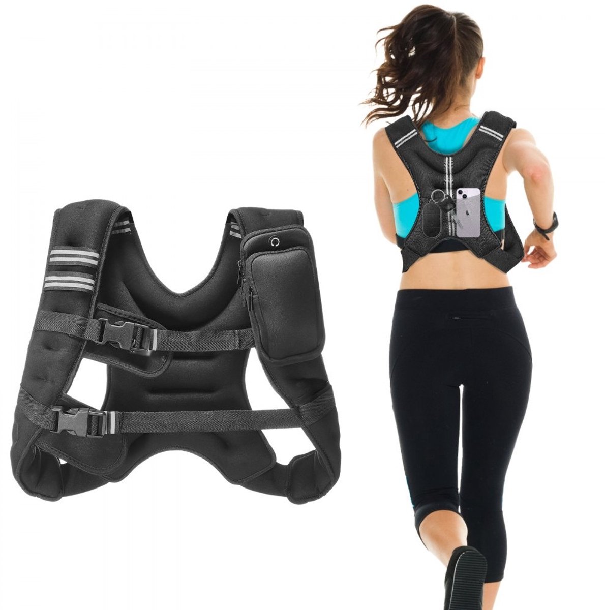Gewichtsvest - Trainingsvest - Gewicht 5,4 kg - Verstelbaar - Reflecterende Strip - Verstelbare Gesp - Unisex - Voor Hardlopen, Joggen, Fitness & Krachttraining