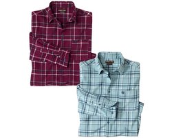 ATLAS FOR MEN - Set van 2 geruite overhemden van flanel - Heren - Verkrijgbaar in grote maten - XL