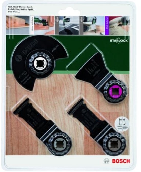 Bosch 4-Delig Bodem- En Inbouwset Hout Voor Starlock Multifunctioneel Gereedschap