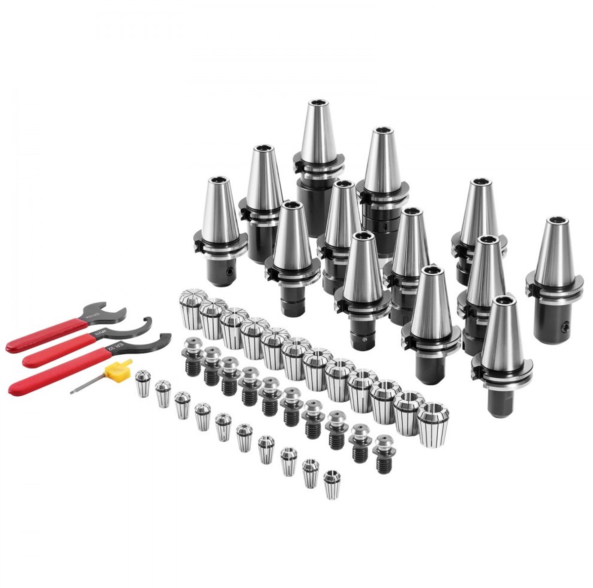 Spantanghouder Set - CAT40 ER16/ER32 - 35-Delig - SLN/FMB/APU Gereedschapshouders - Veerstaal - Met 10 Trekbouten & 3 Sleutels - Voor Frees- en Boormachines