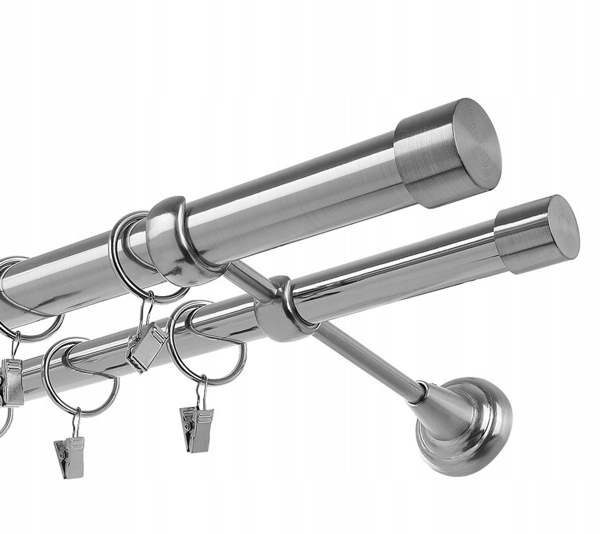 Dubbele Metalen Gordijnroede Combo 19+25mm - 80cm Nikkel