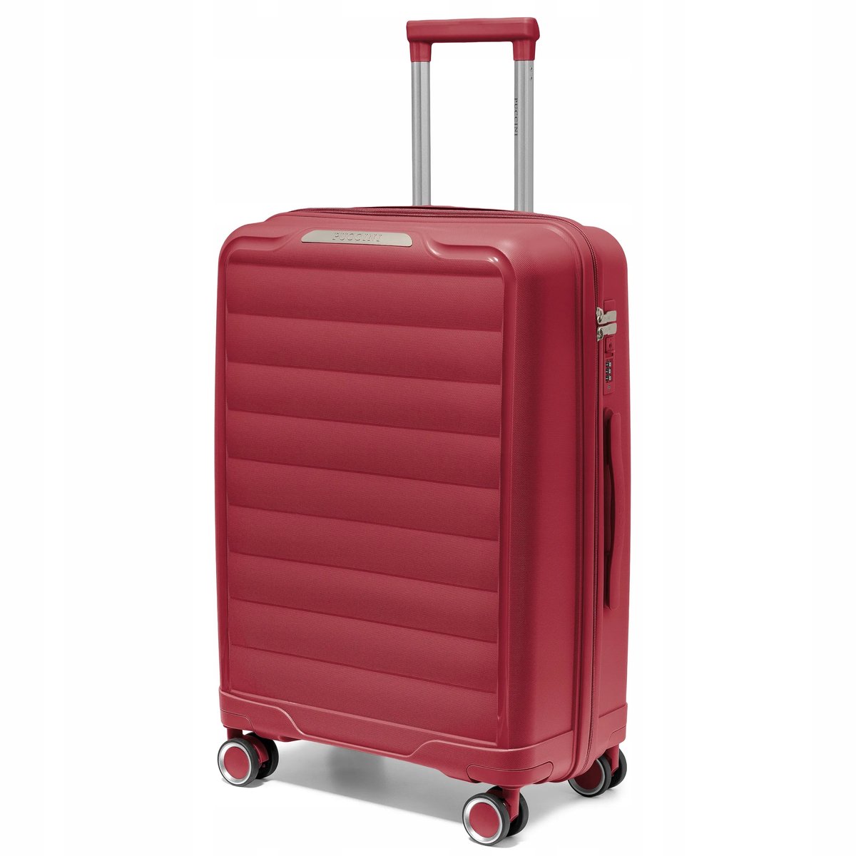 Puccini Turin Rode Koffer Middel 65cm Polypropyleen 4 Wielen TSA