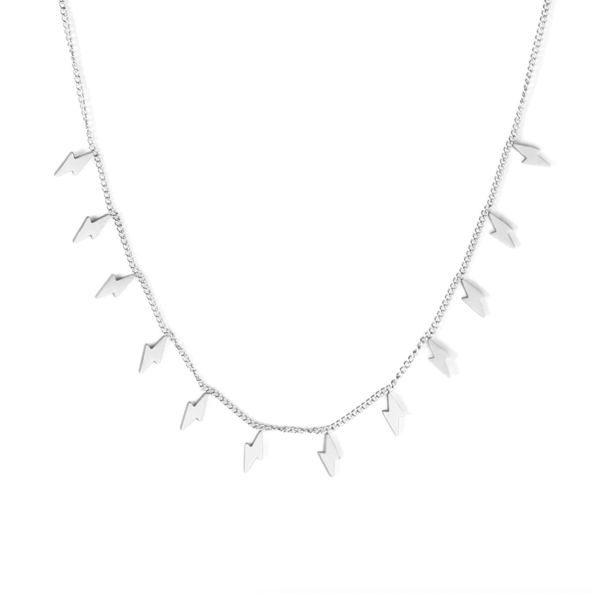 Planet Pink - Ketting bedeltjes bliksemschicht zilver - Stainless Steel - Roestvrij Staal rvs - Waterproof