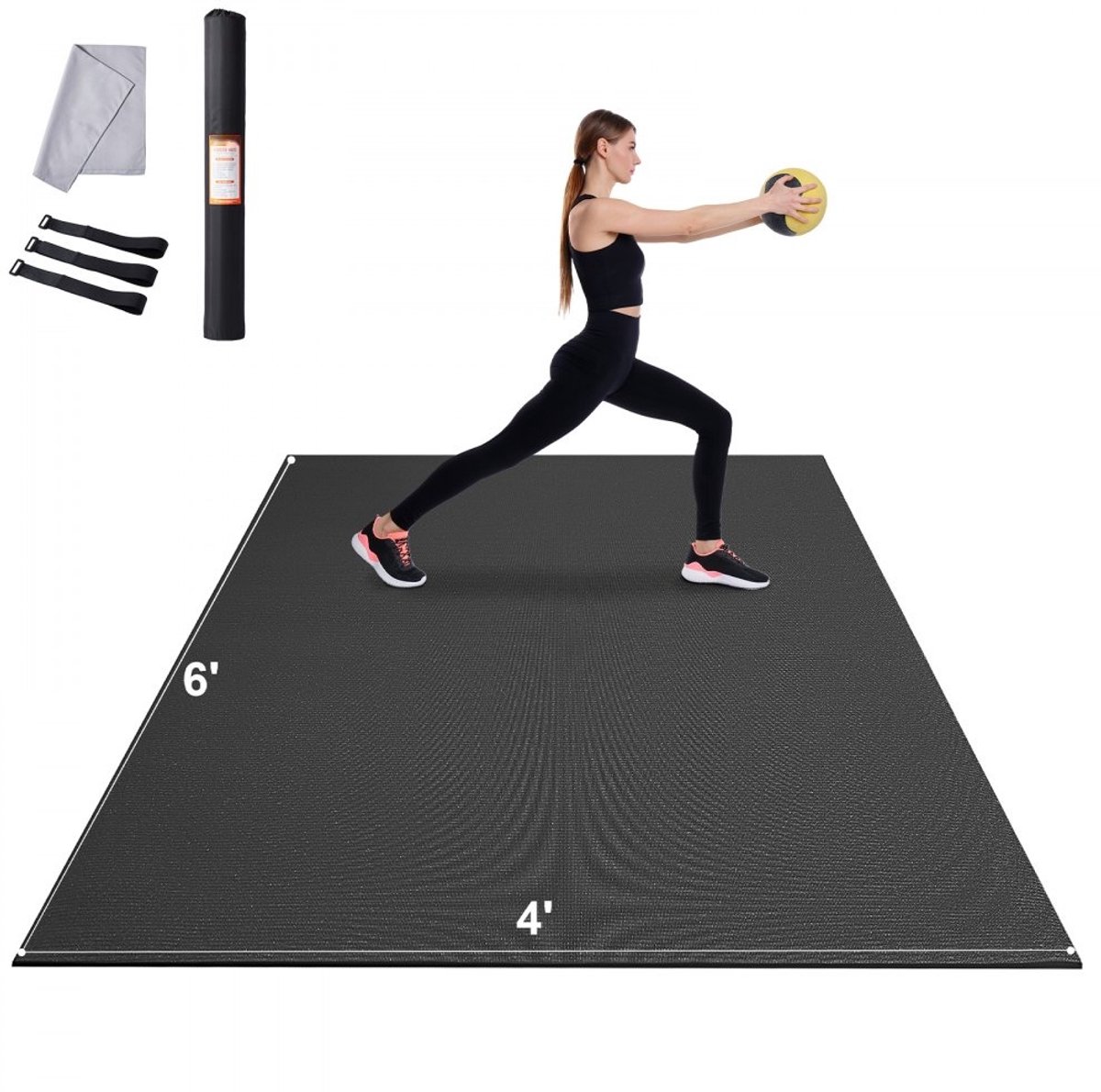 Yogamat - Fitnessmat en Oefenmat - Antislip - Hoge Dichtheid - Extra Groot 180 x 120 cm - Met Draagtas en Draagriem - Voor Yoga, Pilates en Fitness - Thuis en Studio