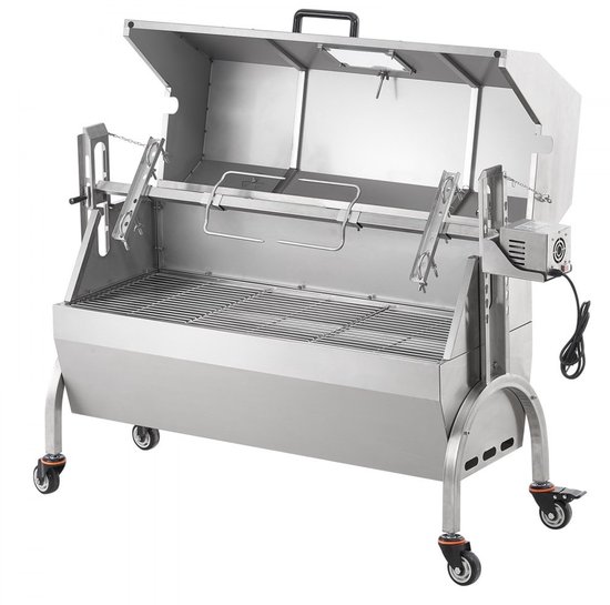 Spitgrill BBQ - Draaispit - Max. 90 kg Draagvermogen - 52 W Elektromotor - Houtskool - RVS Braadslede - Vergrendelbare Wielen - Voor heel varken, lam, geit — afbeelding 4